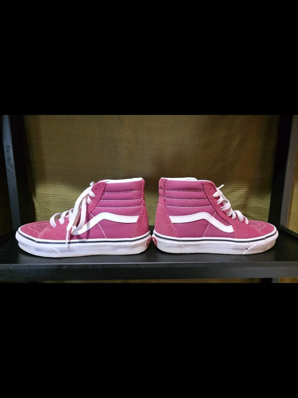 Vans Pink High-Top Skate Sneakers with White Stripe